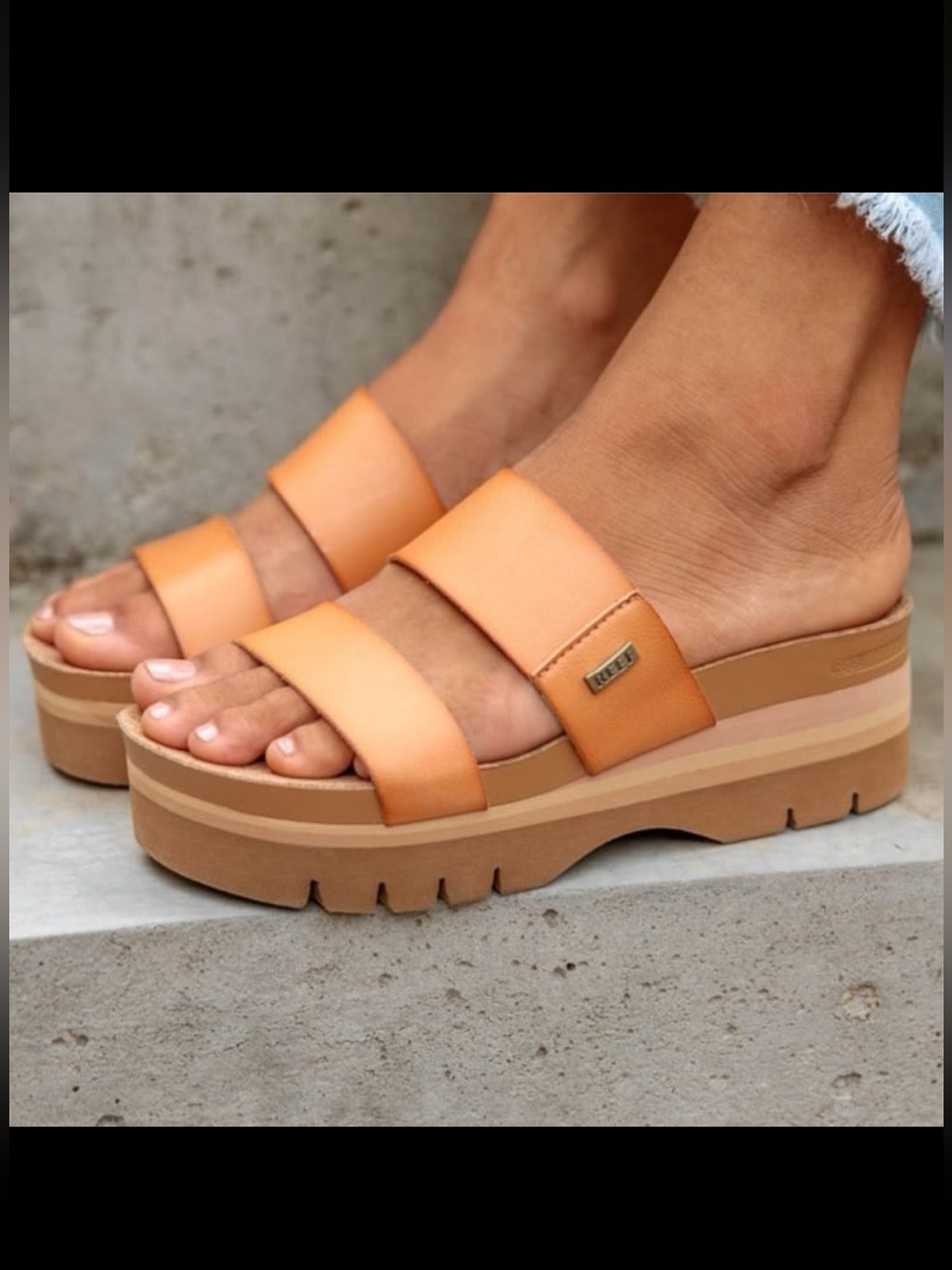 Reef Cushion Vista Higher Double Strap Platform Sandals Size 8